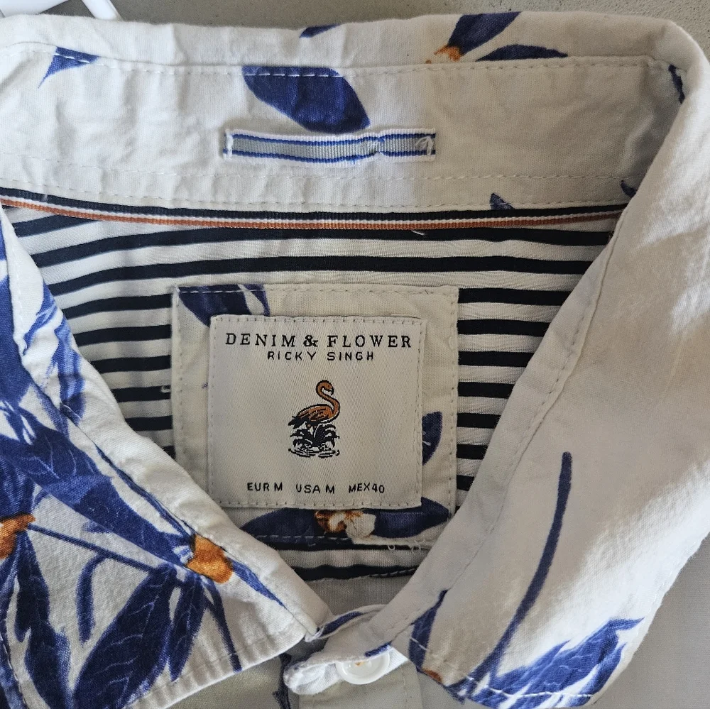 💛💙Denim & Flower‎ Ricky Singh Shirt Size M 100% Cotton 💙🤎